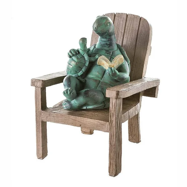 Plow & Hearth Reading Turtle Garden Statue