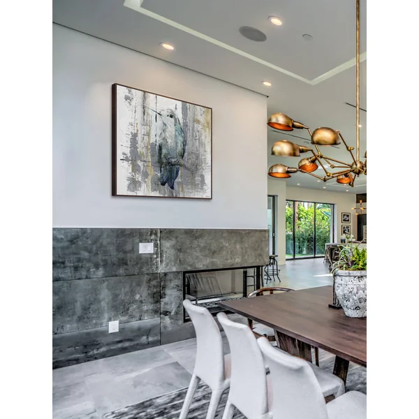 Perching Grey Floater Framed Painting Print on Canvas