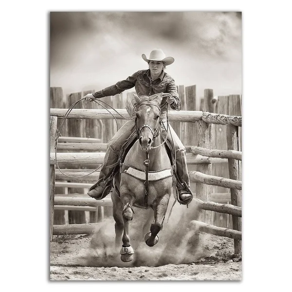 21x22 x 15x22 Ride &Em Cowgirl by Lisa Dearing Print on Canvas
