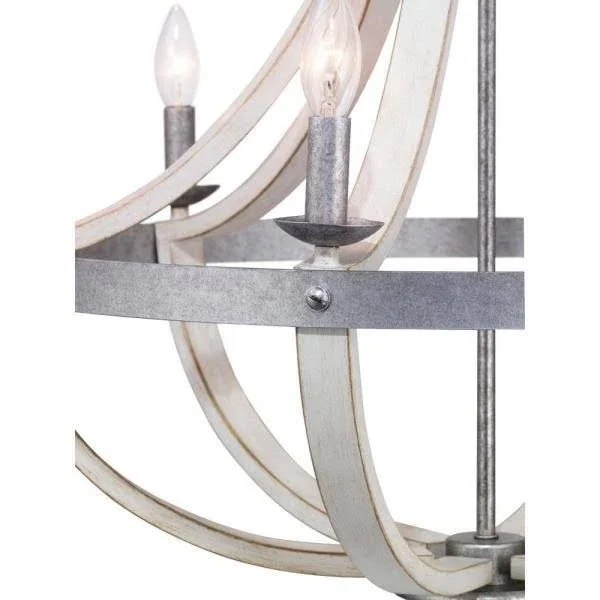 Progress Lighting Keowee 6-Light Galvanized Chandelier with Antique White Wood Accents
