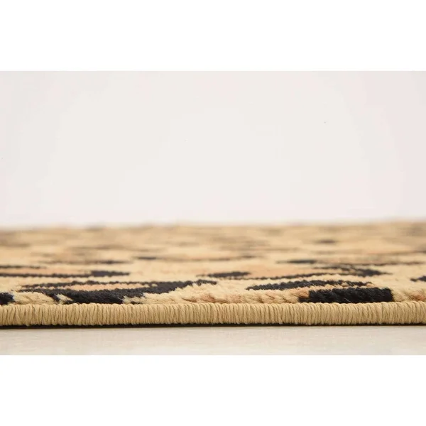 Unique Loom Leopard wildlife Area Rug (9& x 12& - Light Brown)