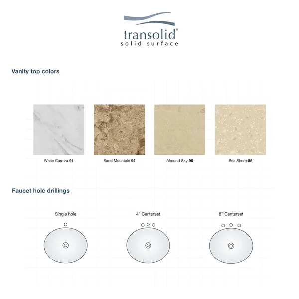 Transolid 24.75 in. W x 22.25 in. D Solid Surface Vanity Top in Sand Mountain with White Basin and Widespread