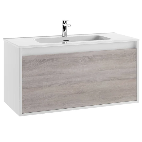 32x22 Bathroom Vanity Cabinet + Ceramic Sink, Tribeca, W 32 x H 20 x D 18 in RHD Weathered