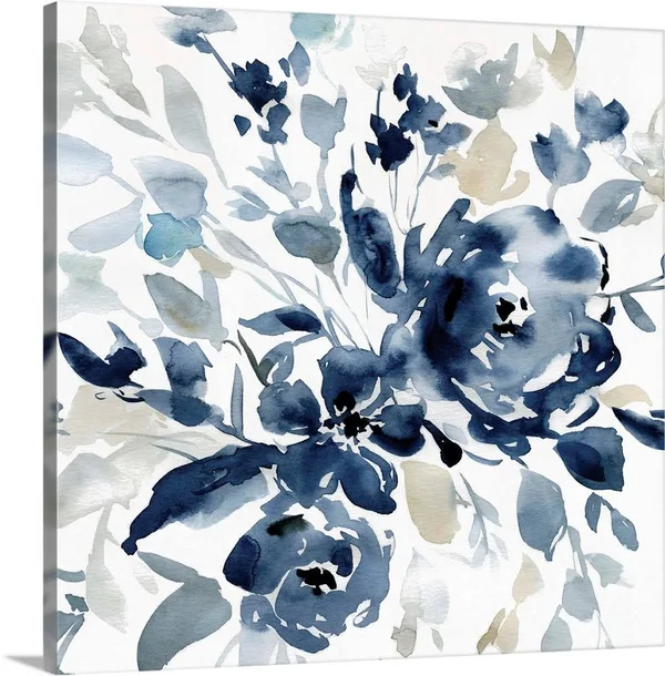 Indigo Garden I - Canvas Wall Art, 20x20, Great Big Canvas