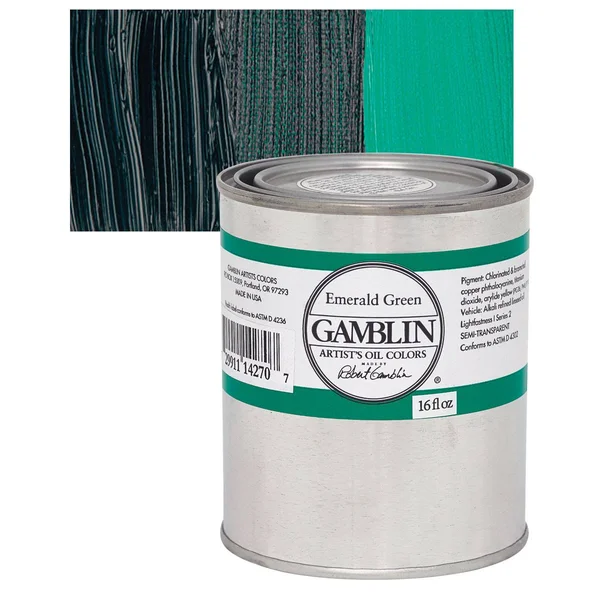 Gamblin Artist&s Oil Color - Emerald Green - 16 oz Can