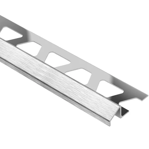 Schluter Systems RENO-U 0.313-in W x 98.5-in L Brushed Stainless Steel Reducer Tile Edge Trim, EBU80