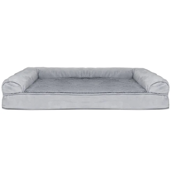 Furhaven Plush Suede Memory-Top Dog Couch Pet Bed (Medium, Gray)