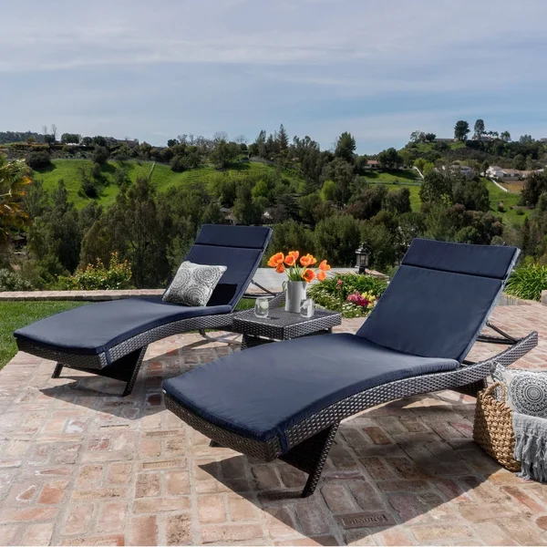 Rio Vista 3 Piece Chaise Lounge Set with Cushions - Green