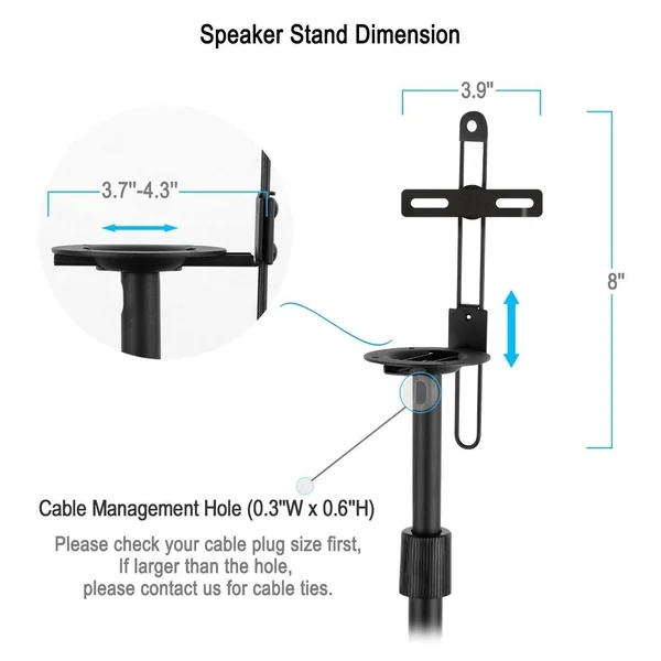 Mounting Dream MD5401 Height Adjustable Speaker Stands Mounts, Two in One Floor