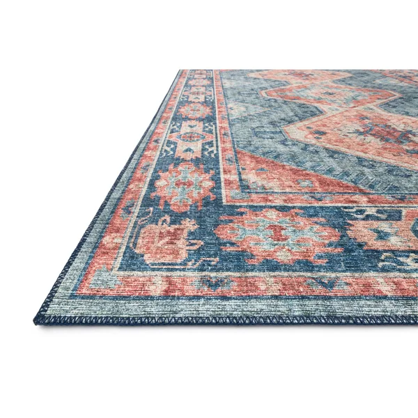 Alexander Home Leanne Traditional Distressed Printed Area Rug - Size: 9& x 12&, Blue