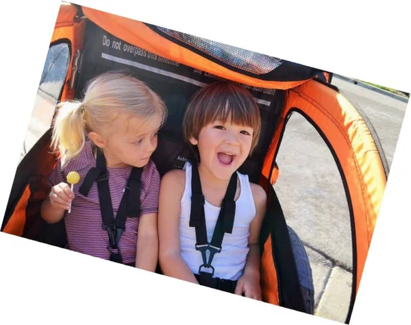 Baby Diego 2-in-1 Double Bike Trailer and Jogger Stroller in Orange