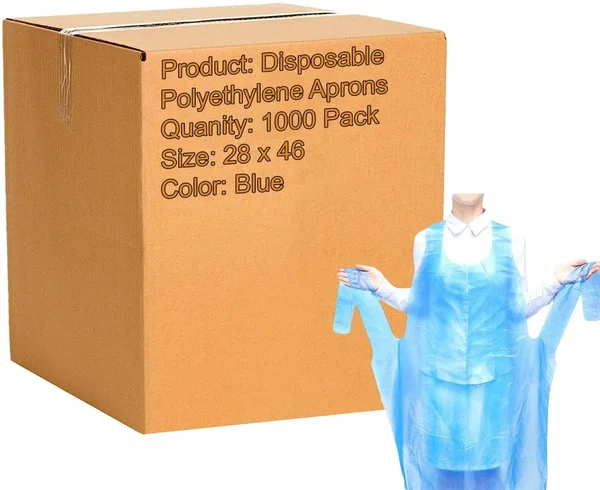 1000 Pack Blue PE Aprons 28 x 46 Inches2 Mil Disposable Polyethylene Aprons. Unisex Waterproof Workwear. Blue Protective Uniform