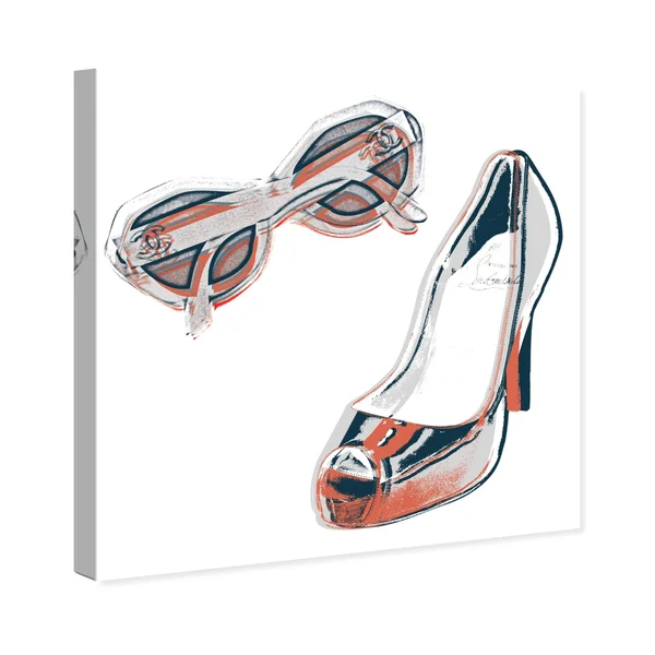 Runway Avenue Fashion and Glam Wall Art Canvas Prints &All She Needs& Accessories - Gray, White, Size: 30 x 30