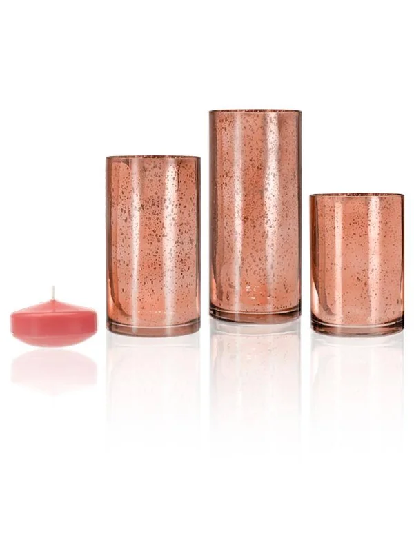 Set of 18, Yummi Candles, Floating Candles Rose Metallic, Coral