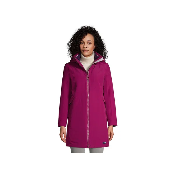 Petite Lands& End Squall 3 in 1 Waterproof Winter Long Coat with Hood - Women's, Size: Xs Petite, Drk Purple