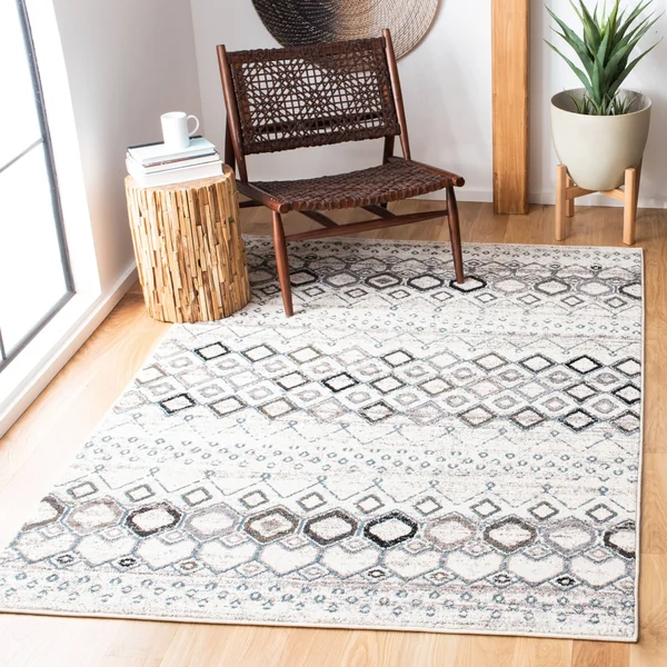 Safavieh 6&-7x22 x 6&-7x22 Square Amsterdam AMS108A Ivory, Grey Rug