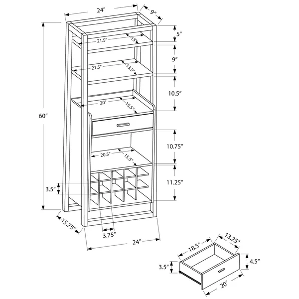Monarch Walnut 60x22H Ladder Style Home Bar