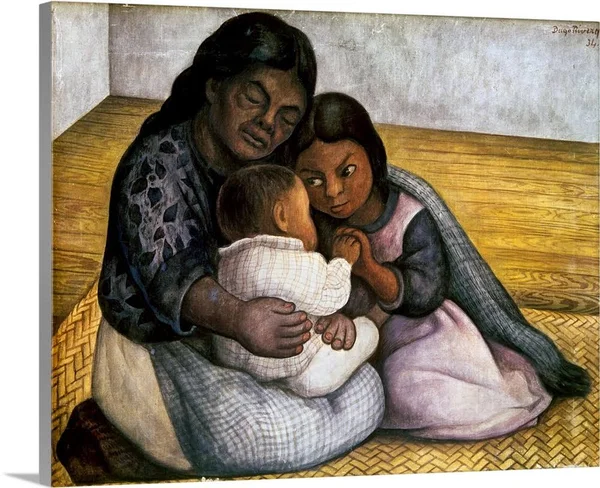 Rivera: Mother and Children, Canvas Wall Art, 30x24, Great Big Canvas