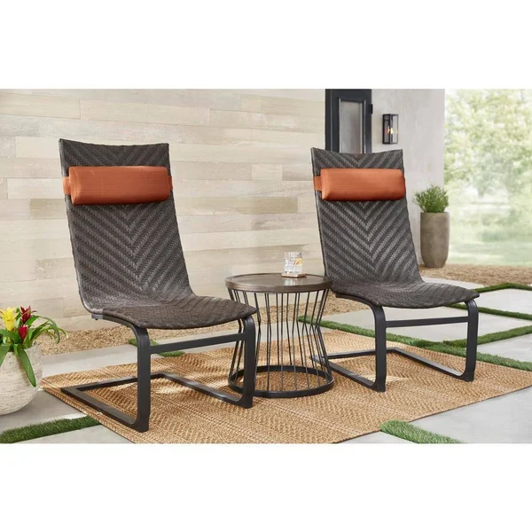 Hampton Bay Highton 3-Piece Wicker Outdoor Patio Spring Set