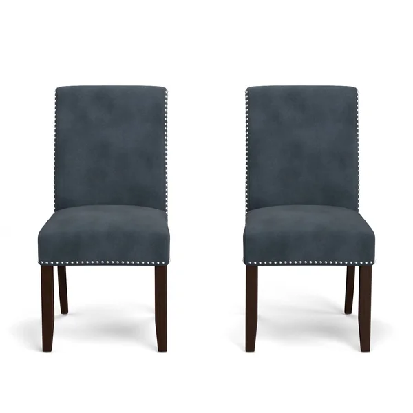 Set of 2 Manassa Upholstered Dining Chairs Linen Slate Blue - Handy Living
