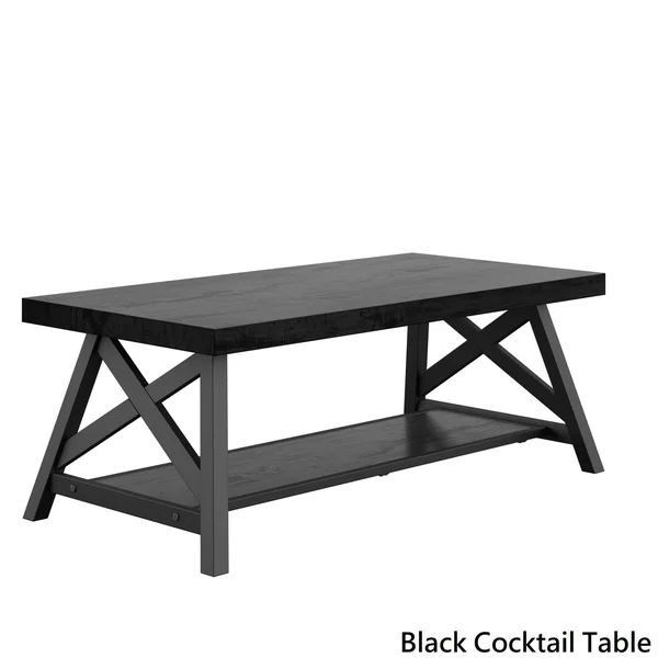 Bryson Rustic X-Base Accent Tables by Inspire Q Classic Brown Cocktail Table - End Table, and Sofa Table Wood Finish 782359615240