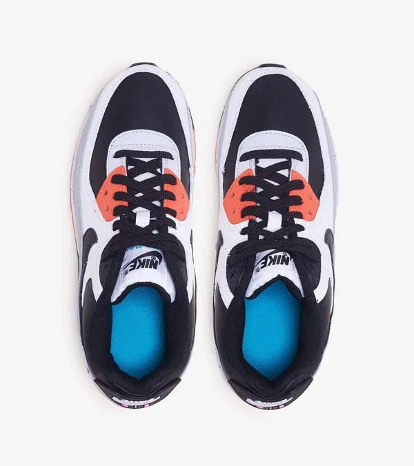 Nike Boys Air Max 90 - Running Shoes White/Black/Orange Size 05.5