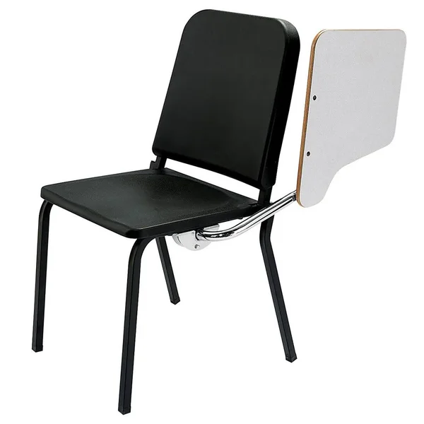 National Public Seating 8210-TA82L 8200 Series Melody Music Stack Chair with Left Tablet Arm Black Chair & White Tablet Arm