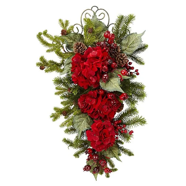 The Holiday Aisle Christmas Hydrangea Tinsel & Tree Garland