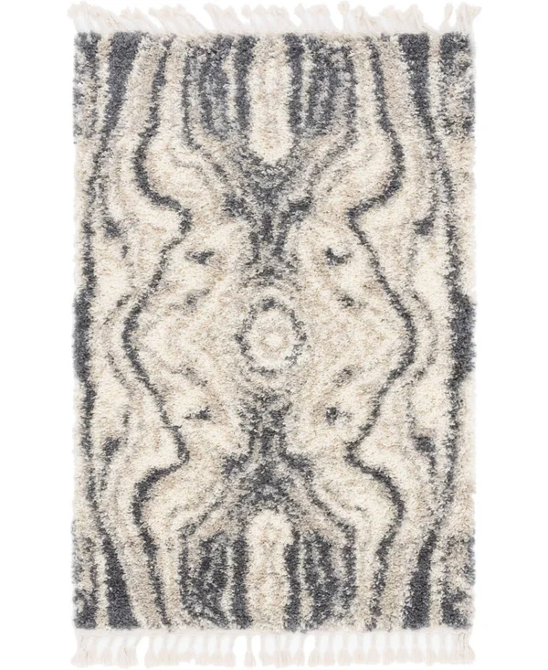Unique Loom Hygge Shag Valley Gray 4 ft. x 6 ft. Area Rug