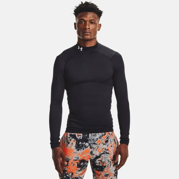 Under Armour ColdGear Compression Mock Long-Sleeved Top Black White - 4XL