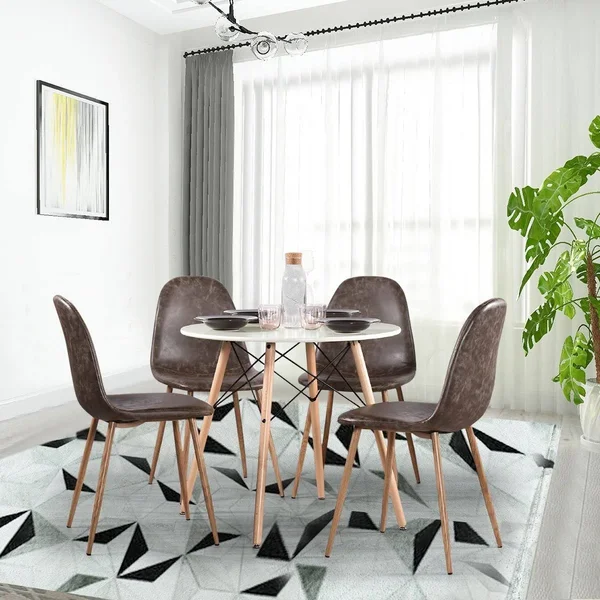 Carson Carrington Mid-Century Modern PU Dining Chair (Set of 4) (Dark Brown)