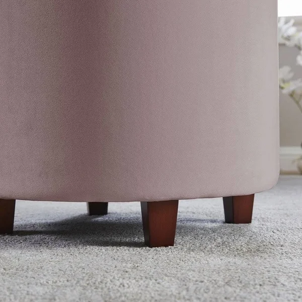 Oh Donovan Tufted Velvet Round Storage Ottoman - Navy