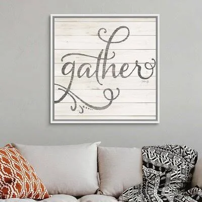 Simple Words Gather by Marla Rae - Textual Art Print on Canvas Gracie Oaks Format: White Floater Framed Canvas, Size: 38x22 H x