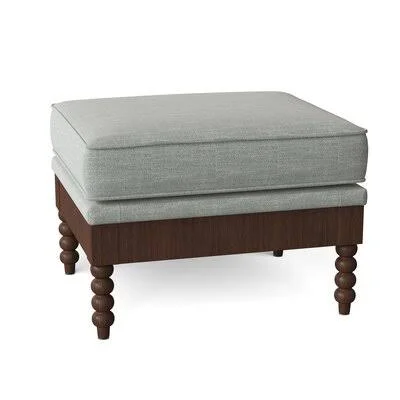 Birch Lane Amedeo 25x22 Rectangle Standard Ottoman Body Fabric: Sunbrella Cast Ash - Leg Color: White