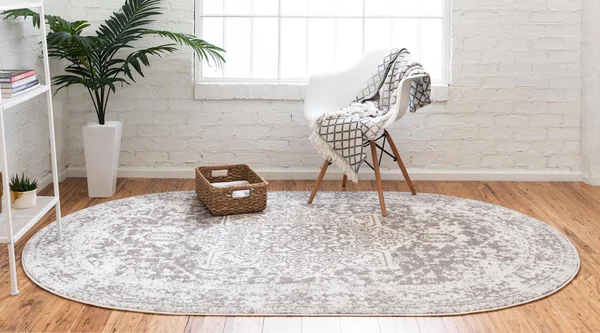 Rugs.com Arlington Collection Rug 8& x 10& Oval White Medium-Pile Rug Perfect