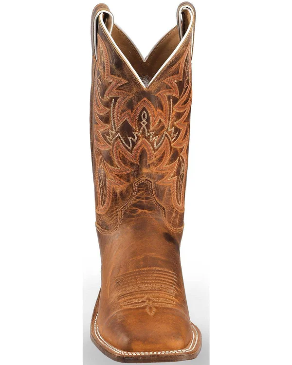 Justin Men's Bent Rail Western Boots - Distressed Cognac