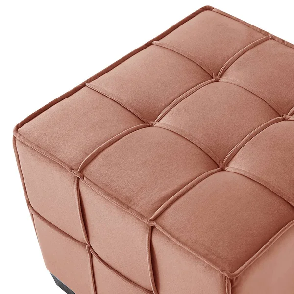Loft Lyfe Nitudra Modern Blush Velvet Ottoman in Pink - LON114-02BH-LS