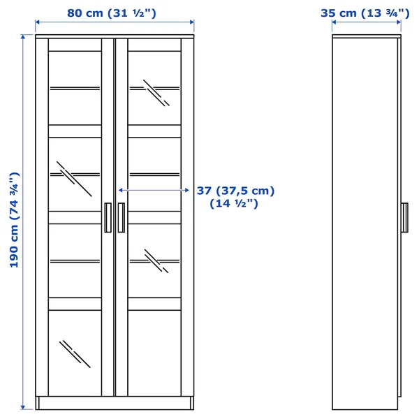 IKEA - BRIMNES Glass-Door Cabinet, Black, 31 1/2x74 3/4 10409871