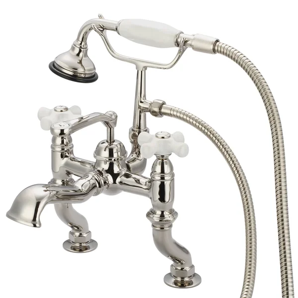 Water Creation F6-0004-05 Vintage Classic Adjustable Center Deck Mount Tub Faucet with Handheld Shower