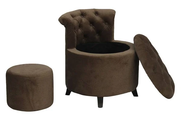 Fanny Brown Microfiber Chair w/Ottoman by Asia Direct