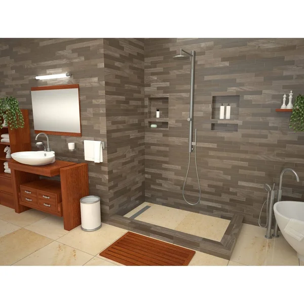 Tile Redi RT4860LDR-PVC-BN3 60x22 x 48x22 Double Threshold Shower Base with Drain Cover