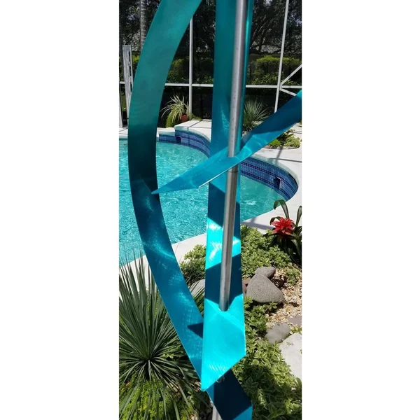 Statements2000 82 inch Extra Large Abstract Metal Garden Sculpture Indoor/Outdoor Art by Jon Allen - Aqua Centinal, Aqua Blue
