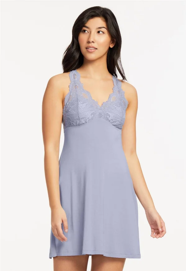 Fleur&t Belle Epoque Lace T-Back Chemise in Eventide Purple - Size Large, Journelle