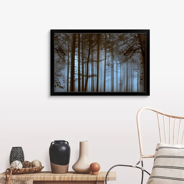 Trees Path Sepia, Black Framed Wall Art, 36x24, Great Big Canvas