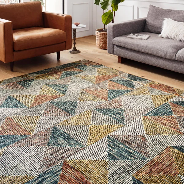 Alexander Home Kaleidoscope Geometric Hand-Hooked Wool Rug - 3&0x22 x 3&0x22 Round - Ivory - Multi