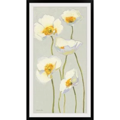 &White on White Poppies Panel II& by Shirley Novak Painting Print Great Big Canvas Size: 32x22 H x 20x22 W x 1x22 D - Format: Bla