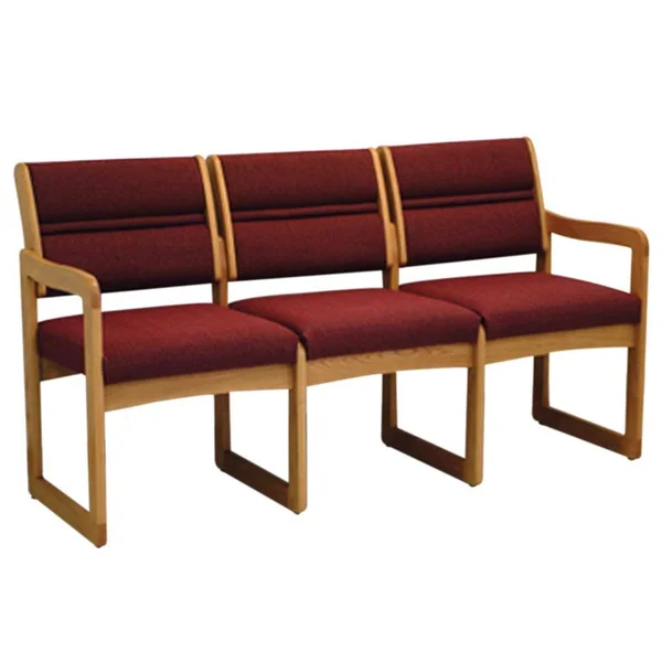 Wooden Mallet DW2-3 Valley 3-Seat Sofa, Medium Oak/Cabernet Burgundy