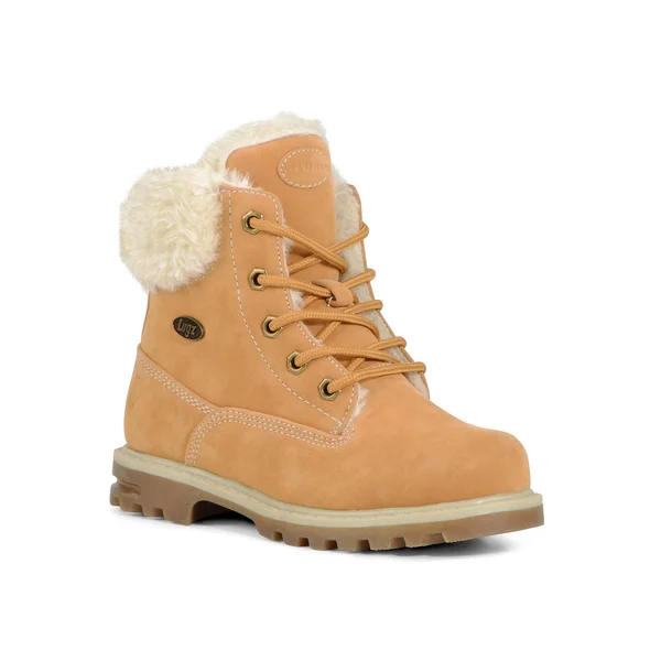 Lugz Boys& Empire Hi Fur Work Boot - Size: 4, Wheat