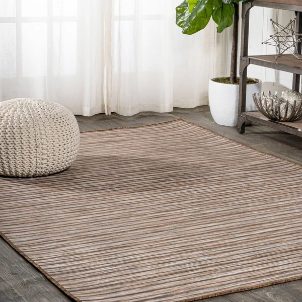 Jonathan Y Finn Modern Farmhouse Pinstripe Natural/Brown Area Rug - 6& Square