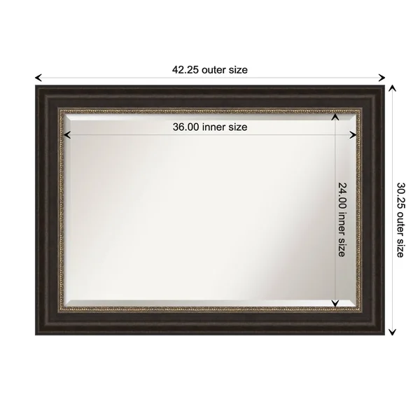 Amanti Art Impact 46x22 x 36x22 Framed Bathroom Vanity Mirror in Bronze